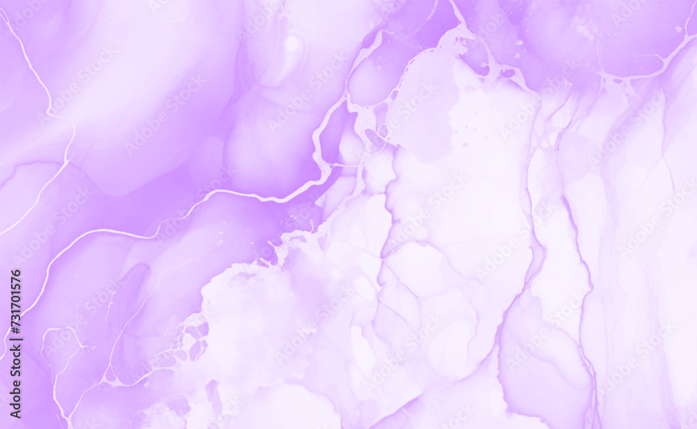 Light purple watercolor acrylic marble backgound. Vector abstract alcohol liquid texture in pastel color