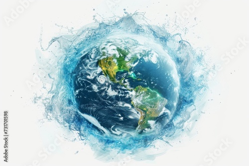 Planet Water  Earth Engulfed in Splashing Blue Water  Symbolizing the Necessity of Water Conservation  Generative AI