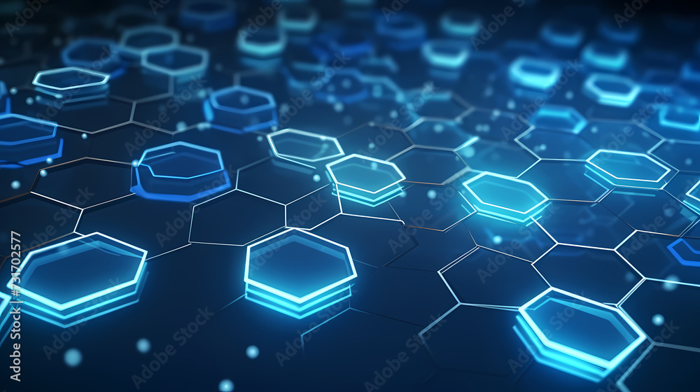 Obraz premium Blue background with glowing connections, network concept, digital illustration