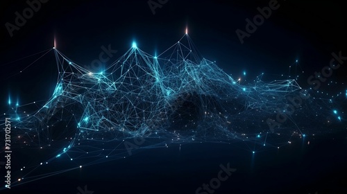 AI generated illustration of abstract blue connecting lines on a black backdrop