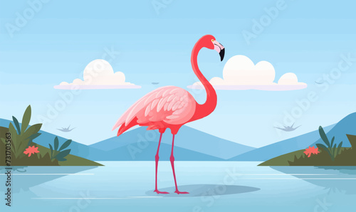 flamingo vector flat minimalistic isolated vector style illustration