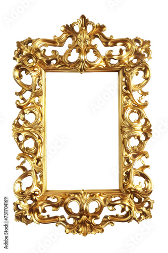 Gold antique vintage frame isolated on transparent background
