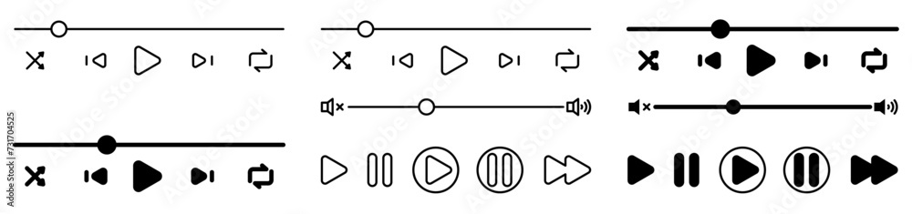 Music Player User Interface design collection set vector illustration Music Player User Interface design collection set vector illustration