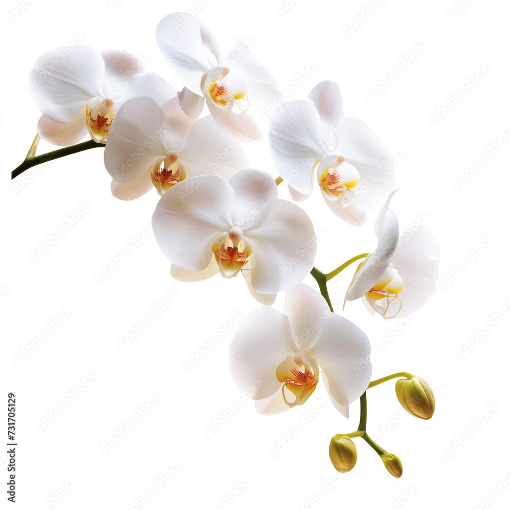branch of orchid flowers , isolated on transparent background.