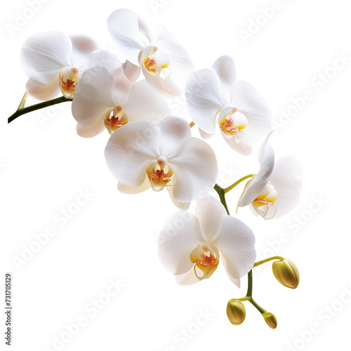 branch of orchid flowers   isolated on transparent background.