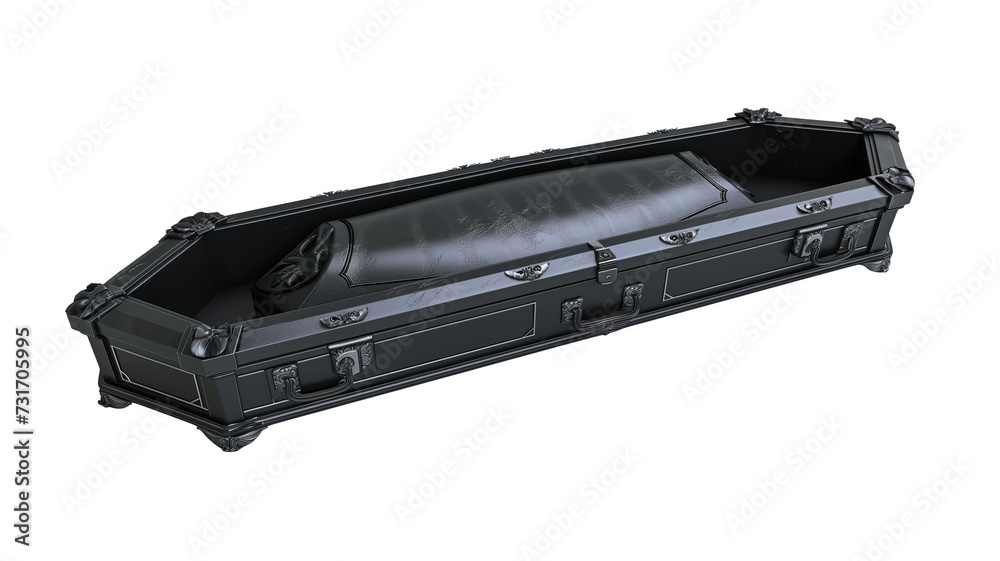 open black coffin, isolated on transparent background open black coffin, isolated on transparent background
