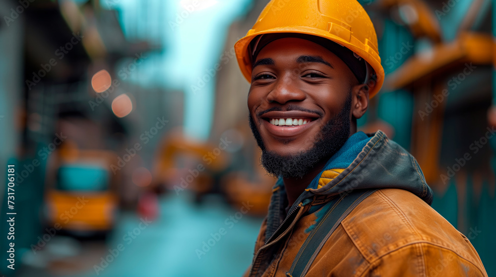 Portrait of maintenance worker looking into camera with empty space for text. Portrait of maintenance worker looking into camera with empty space for text.