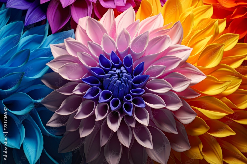 AI illustration of a vibrant close-up shot of a colorful flower AI illustration of a vibrant close-up shot of a colorful flower