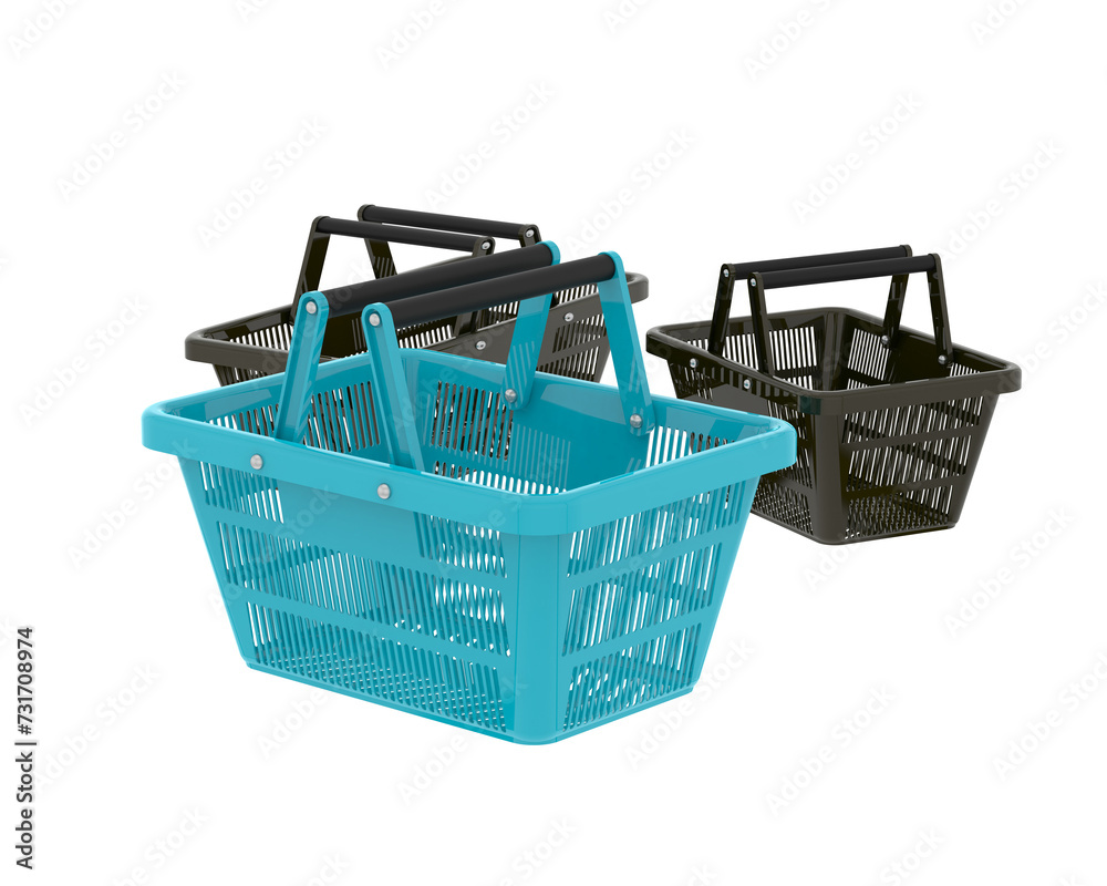 Fototapeta premium Grocery basket building isolated on background. 3d rendering - illustration