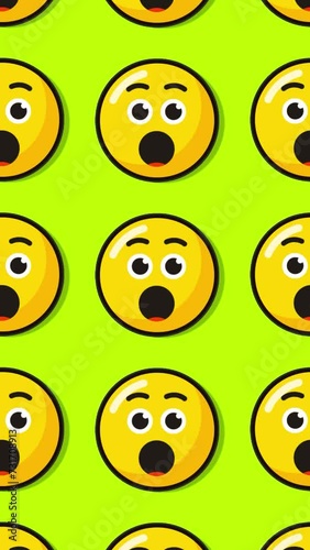 surprised amazed emoji expression over green background. Emoticon sign. Emoji button. Looped with removable single color green background.