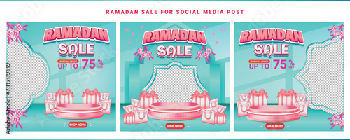 Ramadan mubarak sale promo square banner social media background template 2