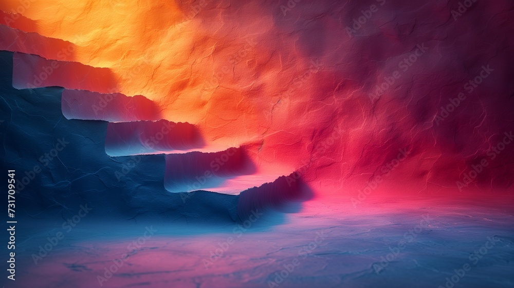 a fire mountain with red and yellow colors in the background - obrazy, fototapety, plakaty 