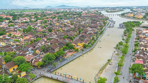 Hoi An, Vietnam : Aerial view of Hoi An ancient town, UNESCO world heritage, at Quang Nam province. Vietnam. Hoi An is one of the most popular destinations in Vietnam