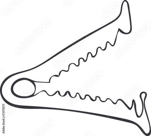 Medical umbilical cord clamp doodle icon. Vector hand drawn illustration isolated on white background.