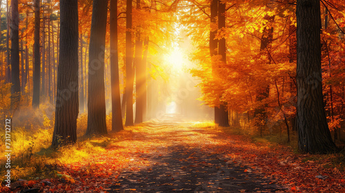 autumn alley on background © Tidarat