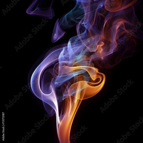 AI generated illustration of colorful smoke rising on a black background