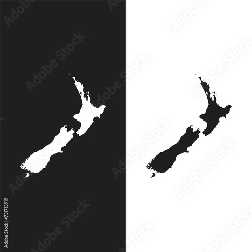 New Zealand black map on white background vector New Zealand map of black contour curves of vector illustration