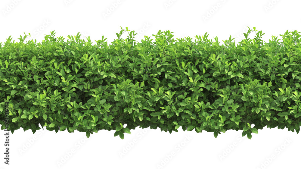 green trimmed bush hedge fencing,  isolated on transparent background