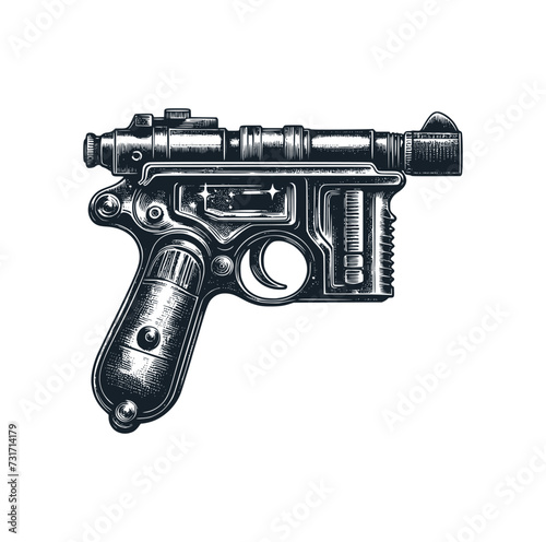 Vintage pistol toys. Vector illustration.