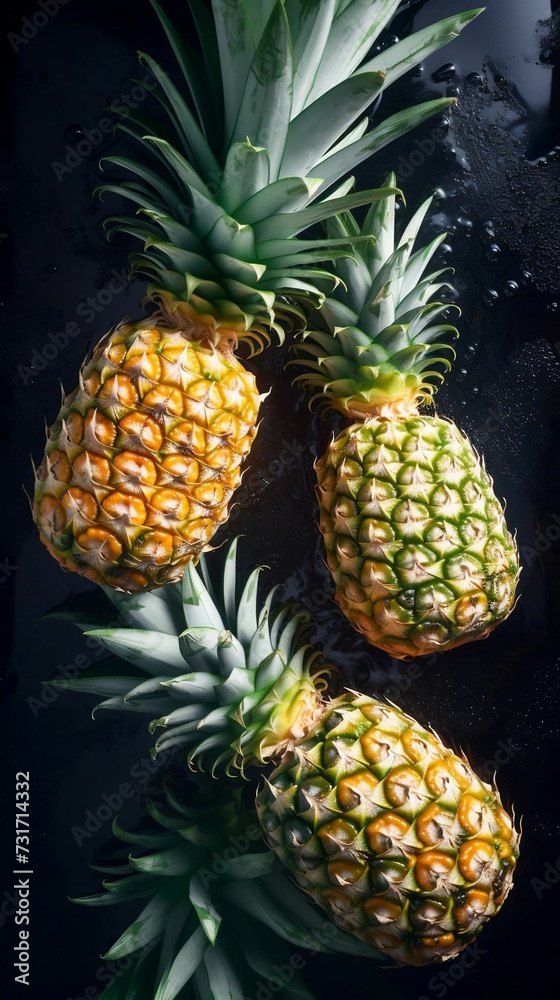 AI generated illustration of fresh pineapples AI generated illustration of fresh pineapples