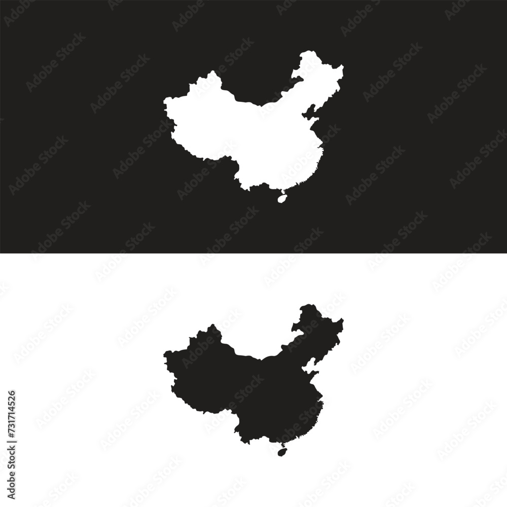 Vector map of China with flag. Isolated, white background