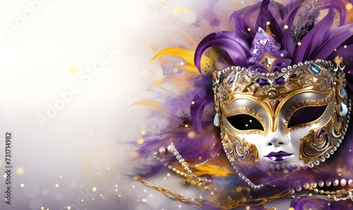 carnival  silver mask on white background © Reka