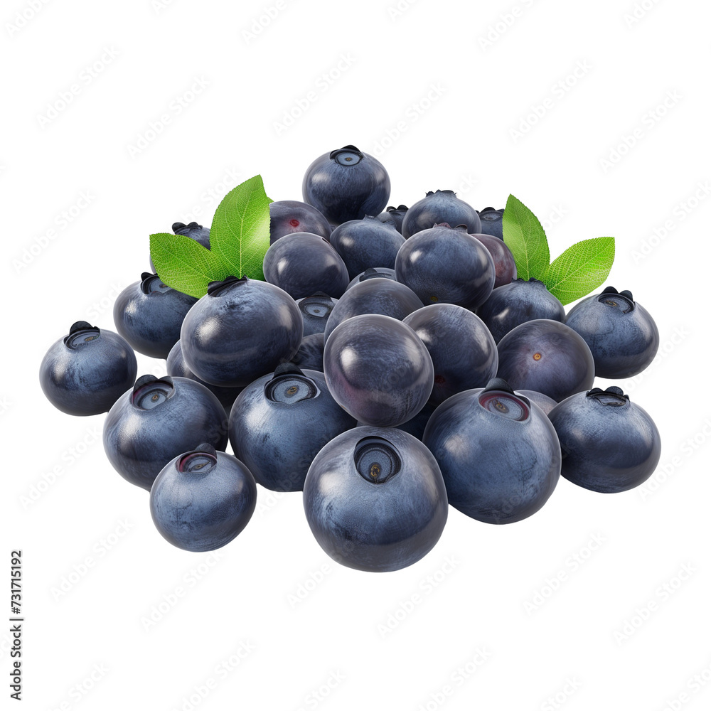 3d render illustration blueberries fruit  isolated on transparent background