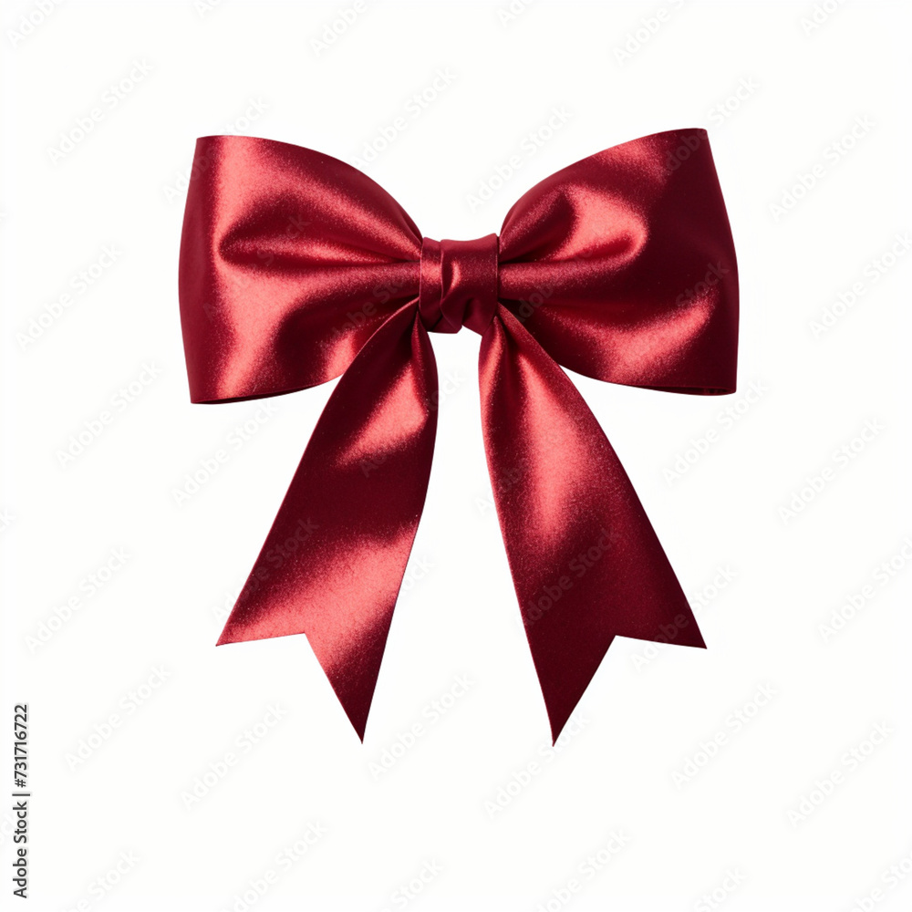 Red ribbon bow. A red elegant bow. Bow on a white background. Red ribbon bow. A red elegant bow. Bow on a white background.