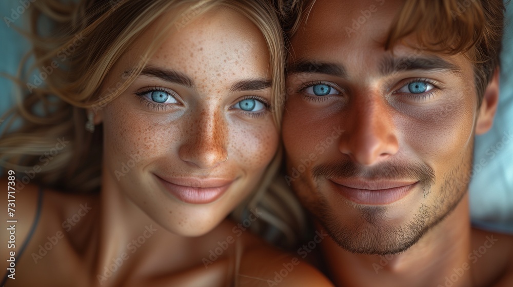a man and a woman laying down next to each other