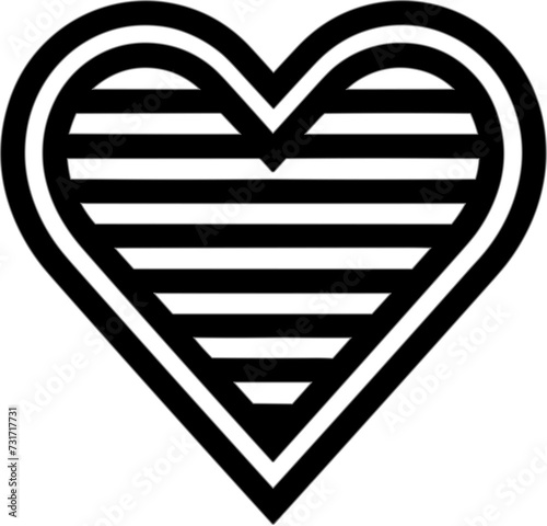 Vector illustration of black and white heart stickers