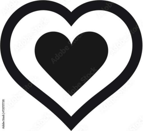 Vector illustration of black and white heart stickers