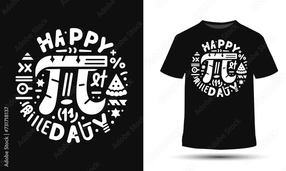 Happy pi day shirt design. T-shirt gift for math teacher.