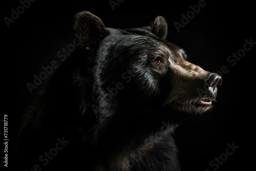 AI generated illustration of A black bear standing in a dark environment