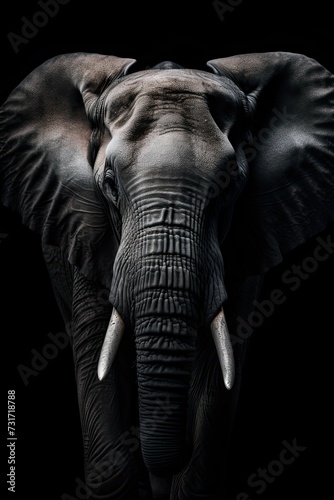 AI generated illustration of A majestic African elephant, its large tusks and trunk clearly visible