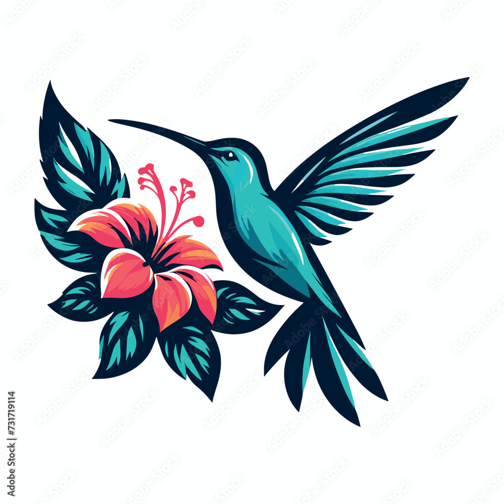 Obraz premium Vector hummingbird logo mascot illustration design, Generative Ai