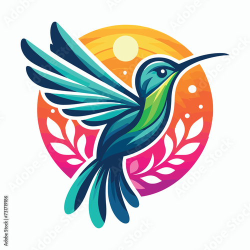 Vector hummingbird logo mascot illustration design, Generative Ai