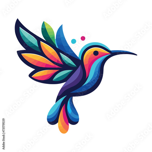 Vector hummingbird logo mascot illustration design, Generative Ai