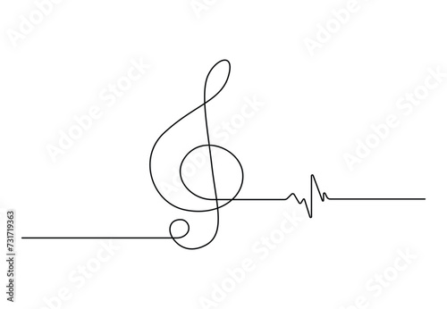 Music note continuous one line drawing vector illustration. Pro vector