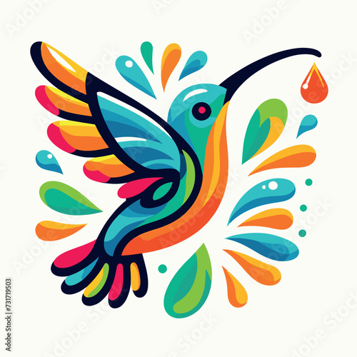 Vector hummingbird logo mascot illustration design, Generative Ai
