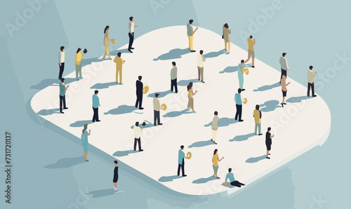 croud isometric vector flat minimalistic isolated illustration