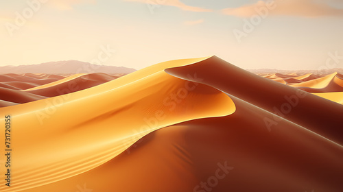 Sand dunes in desert landscape  3d rendering of beautiful desert