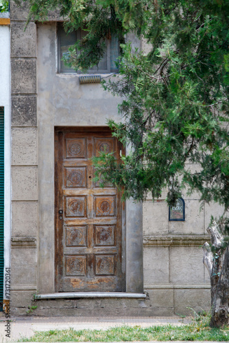 Old wooden door in town