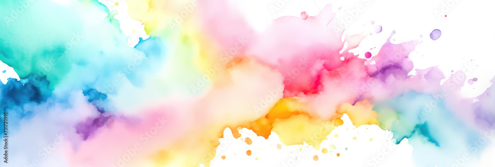 Colorful Pastel Watercolor Wave Panorama
