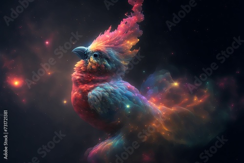 AI generated illustration of a vibrant parrot perched as a spiritual animal photo