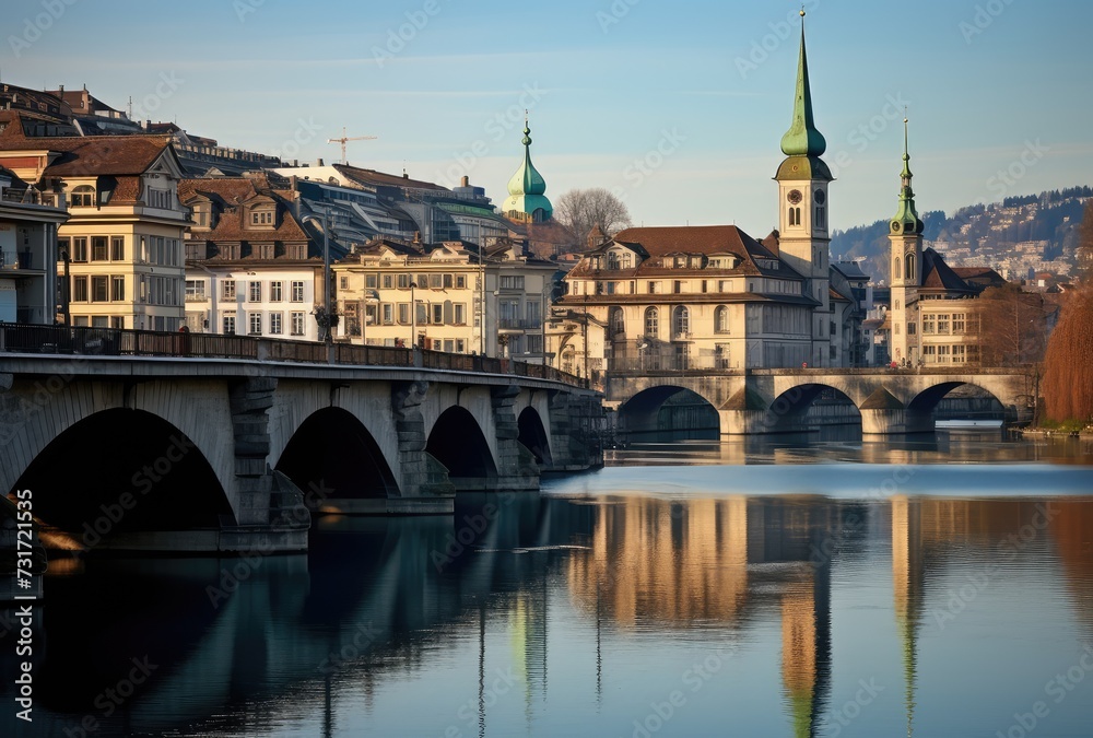 Obraz premium Panoramic view of Bern, Switzerland from the Vltava river
