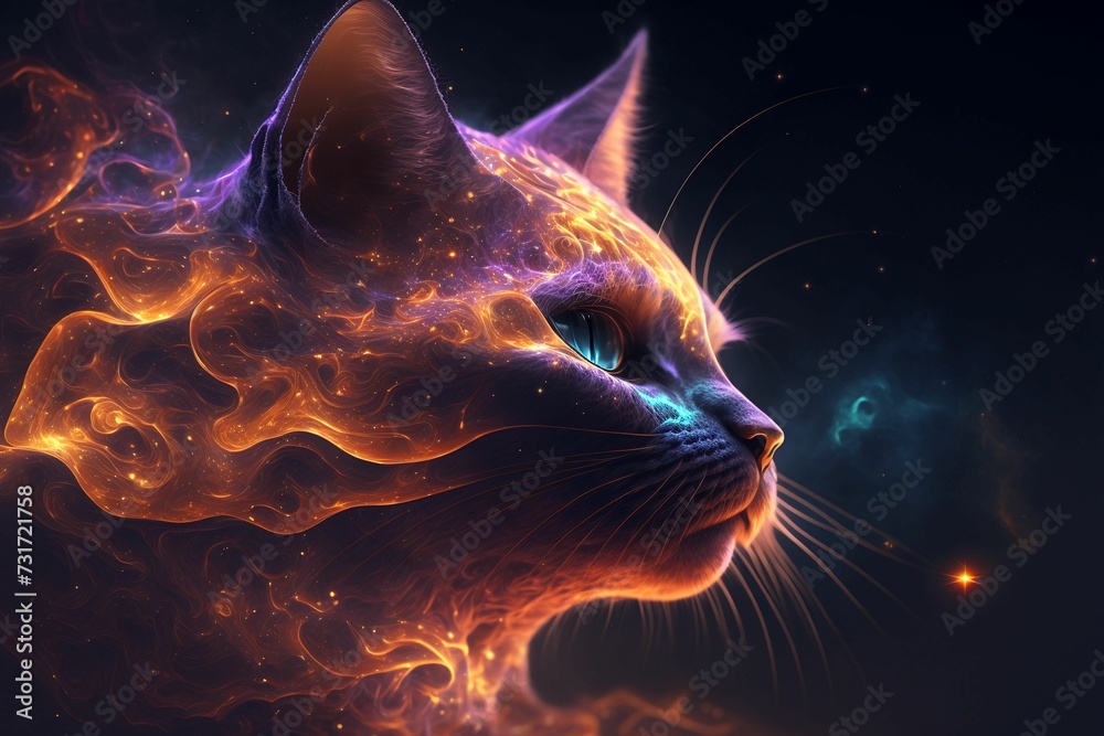 AI generated illustration of a majestic cat as a spiritual animal