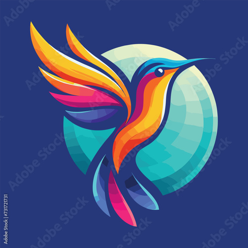 Vector hummingbird logo mascot illustration design, Generative Ai