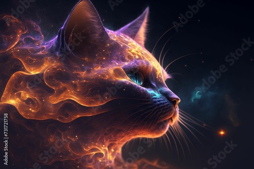 AI generated illustration of a majestic cat as a spiritual animal