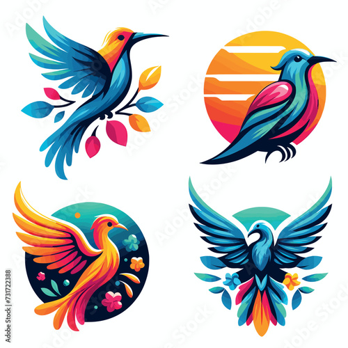 Vector hummingbird logo mascot illustration design  Generative Ai