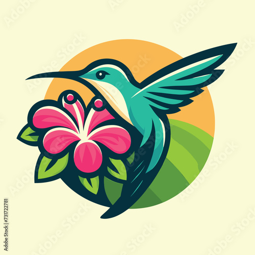 Vector hummingbird logo mascot illustration design, Generative Ai